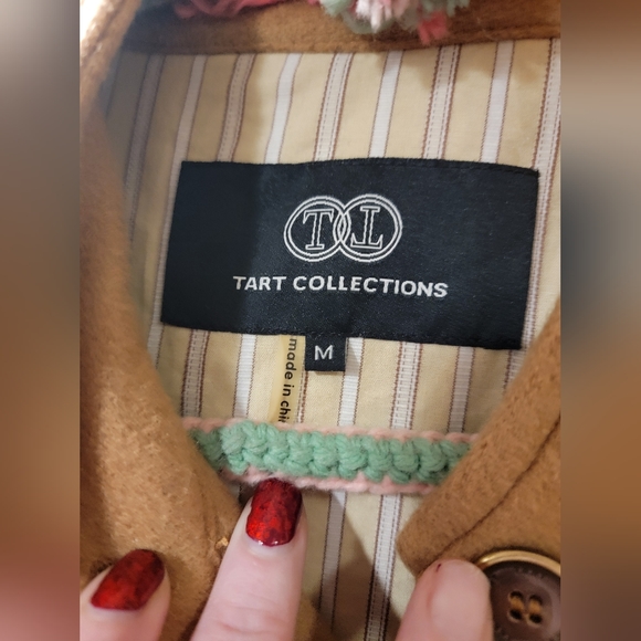 Tart Collection Tan Military Long Winter Coat Size M 100% Wool - Picture 6 of 15